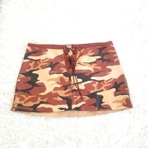 mini skirt genuine leather camouflage